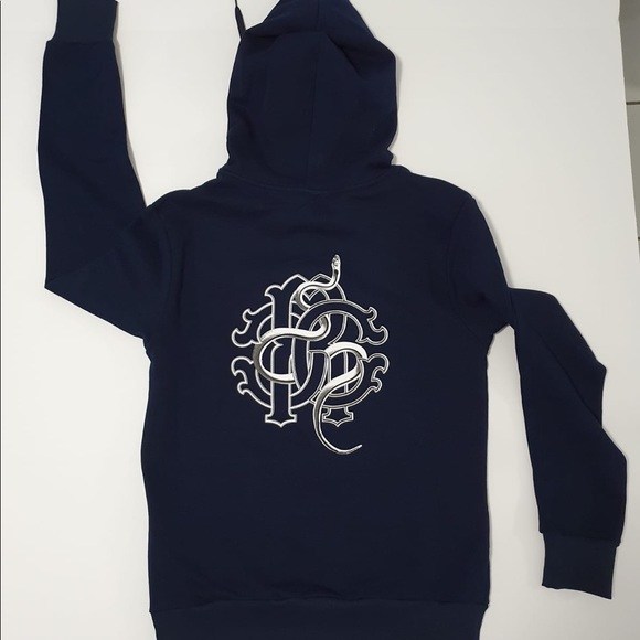 Roberto Cavalli Hoodie Men's Blue Sz Small NEW - Picture 2 of 12